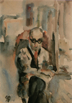 Carl Pflueger: Maler im Akademie-Atelier, Aquarell, 1927